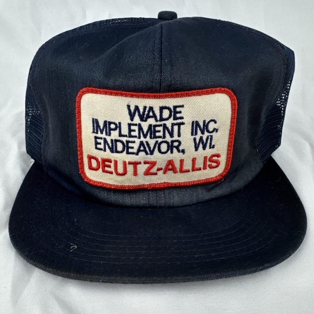 Vintage 80s Deutz-Allis Trucker Hat Wade Implement Farm K-Products USA